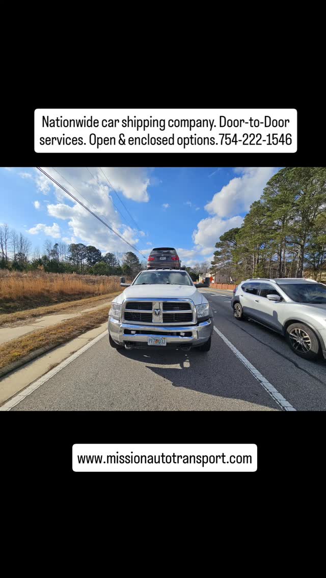Nationwide car shipping company & dispatching services. Door to Door service. Open and enclosed. Call or text 754-222-1546.
#florida #Massachusetts #rhodeisland #Connecticut #newyork #NewJersey #philadelphia #Pennsylvania #Delaware #maryland #Virginia #georgia 
Northbound & southbound, east coast. Snowbirds. 

#opentransport  #enclosedtransport 
#AutoTransport #autotransport #cartransport 
#Heavyequipment #carshipping #carshipping
#boatTransport #boattransport #yachttransport 
#yachttransportation #yachtclub 

Share-follow-Like

@deanbryanonline @wealthfinancialservice @missionautotransportinc
