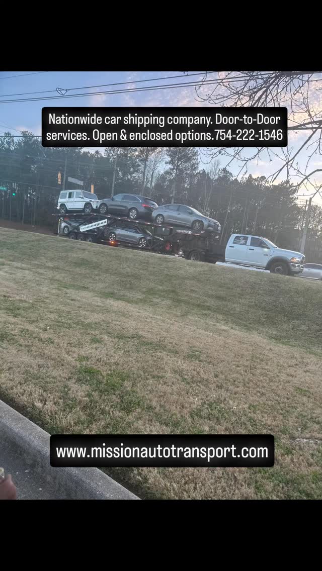 Nationwide car shipping company & dispatching services. Door to Door service. Open and enclosed. Call or text 754-222-1546.
#florida #georgia #Massachusetts #rhodeisland #Connecticut #newyork #NewJersey #philadelphia #Pennsylvania #Delaware #maryland #Virginia 
Northbound & southbound, east coast. Snowbirds. 

#opentransport  #enclosedtransport 
#AutoTransport #autotransport #cartransport 
#Heavyequipment #carshipping #carshipping
#boatTransport #boattransport #yachttransport 
#yachttransportation #yachttransport 

Share-follow-Like

@deanbryanonline @wealthfinancialservice @missionautotransportinc