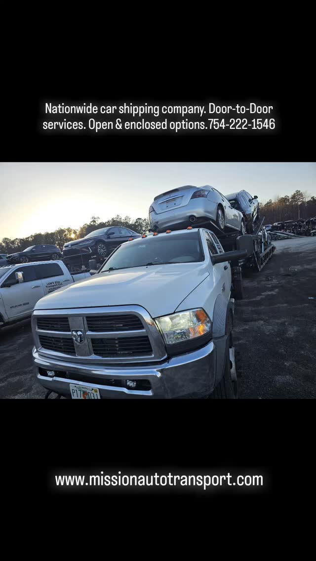 Nationwide car shipping company & dispatching services. Door to Door service. Open and enclosed. Call or text 754-222-1546.
#florida #georgia  #Massachusetts #rhodeisland #Connecticut newyork NewJersey philadelphia Pennsylvania Delaware maryland Virginia 
Northbound & southbound, east coast. Snowbirds. 

opentransport  enclosedtransport 
AutoTransport autotransport cartransport 
Heavyequipment carshipping carshipping
boatTransport boattransport yachttransport 
yachttransportation yacht

Share-follow-Like

@deanbryanonline @wealthfinancialservice @missionautotransportinc