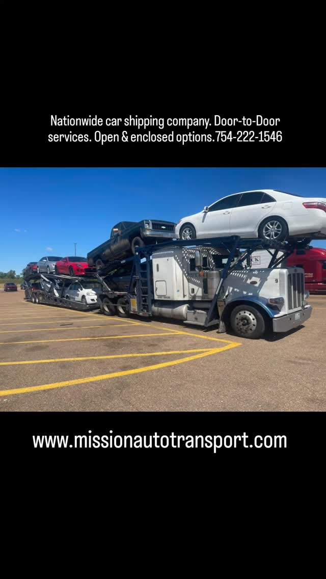 Nationwide car shipping company & dispatching services. Door to Door service. Open and enclosed. Call or text 754-222-1546.
#florida #georgia #Massachusetts #rhodeisland #Connecticut newyork NewJersey philadelphia Pennsylvania Delaware maryland Virginia 
Northbound & southbound, east coast. Snowbirds. 

opentransport  enclosedtransport 
AutoTransport autotransport cartransport 
Heavyequipment carshipping carshipping
boatTransport boattransport yachttransport 
yachttransportation yacht

Share-follow-Like

@deanbryanonline @wealthfinancialservice @missionautotransportinc
